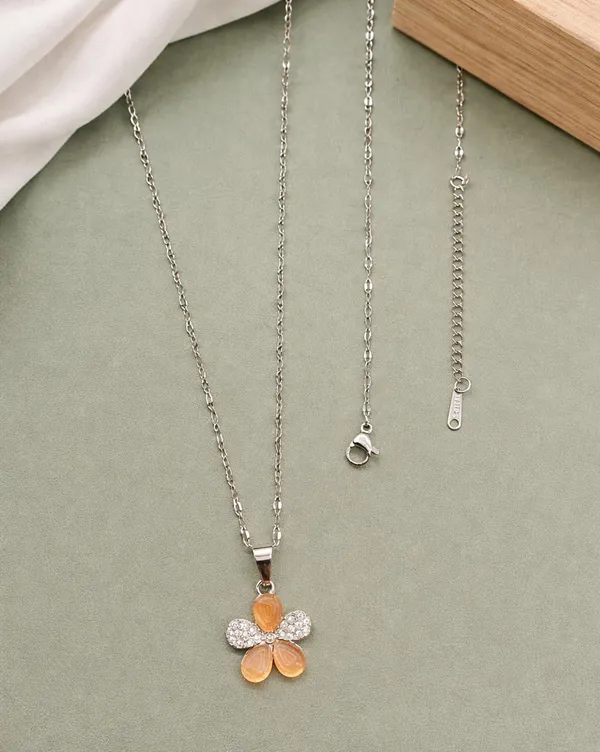 SHANKHRAJ_MALL_Silver_Pendant_Necklace_with_Stone,_Swan_Design,_Chain_Included_(A494)