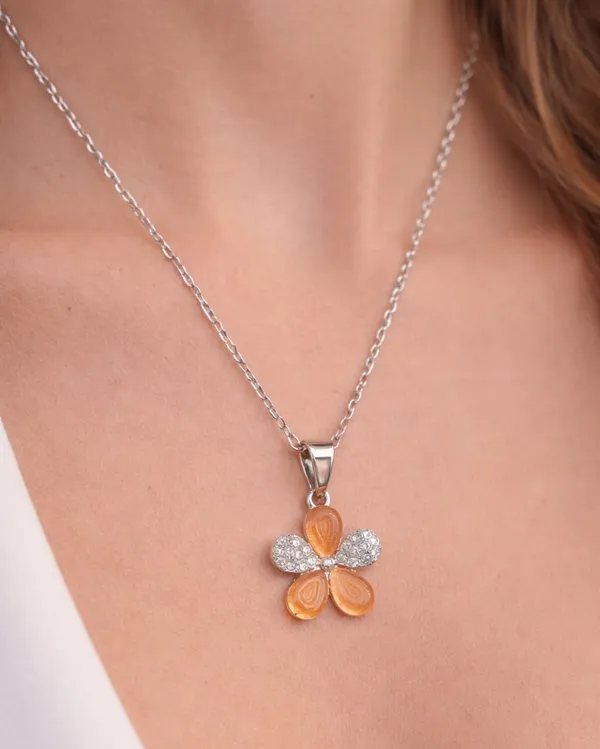 SHANKHRAJ_MALL_Silver_Pendant_Necklace_with_Stone,_Swan_Design,_Chain_Included_(A494)