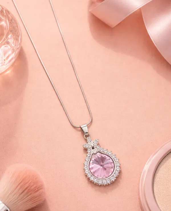SHANKHRAJ_MALL_Silver_Pendant_Necklace_with_Stone,_Swan_Design,_Chain_Included_(A428)