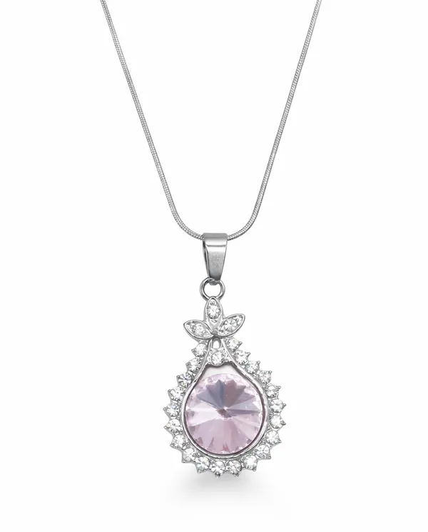 SHANKHRAJ_MALL_Silver_Pendant_Necklace_with_Stone,_Swan_Design,_Chain_Included_(A428)