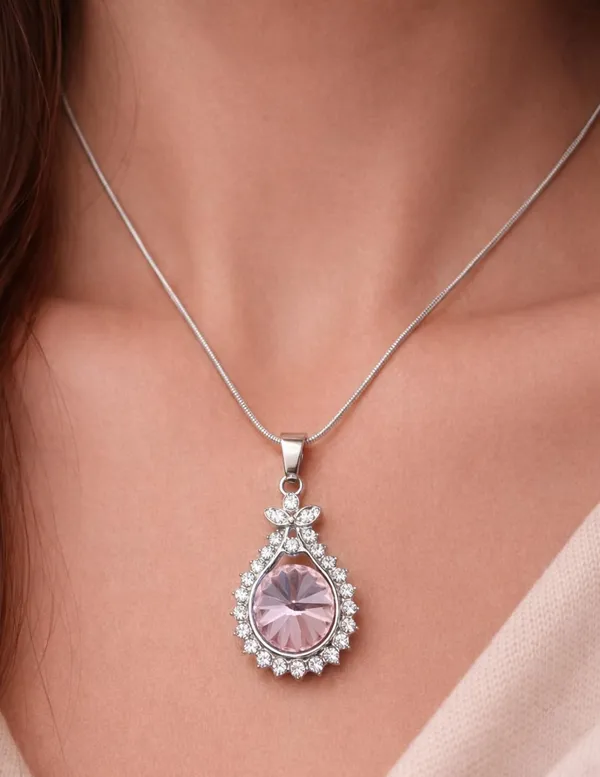 SHANKHRAJ_MALL_Silver_Pendant_Necklace_with_Stone,_Swan_Design,_Chain_Included_(A428)