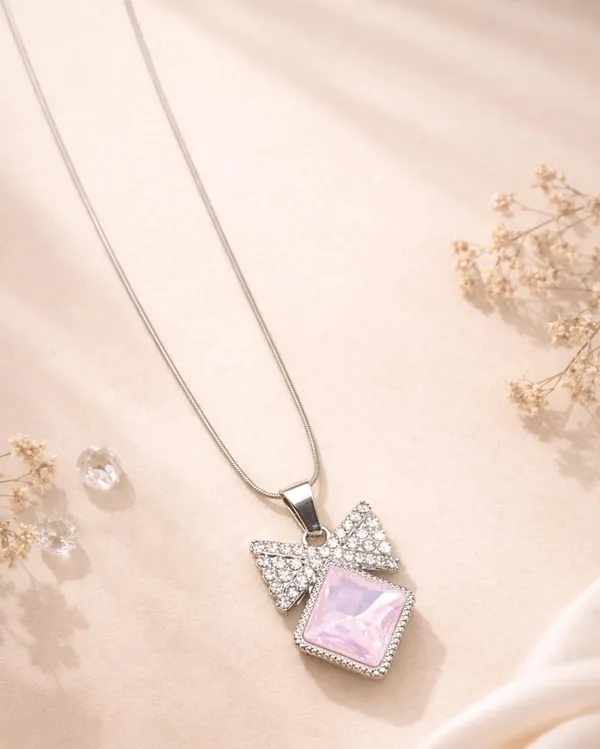 SHANKHRAJ_MALL_Silver_Pendant_Necklace_with_Stone,_Swan_Design,_Chain_Included_(A429)