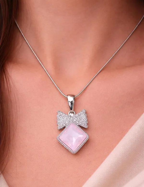 SHANKHRAJ_MALL_Silver_Pendant_Necklace_with_Stone,_Swan_Design,_Chain_Included_(A429)