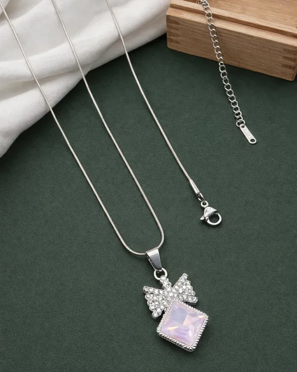 SHANKHRAJ_MALL_Silver_Pendant_Necklace_with_Stone,_Swan_Design,_Chain_Included_(A429)