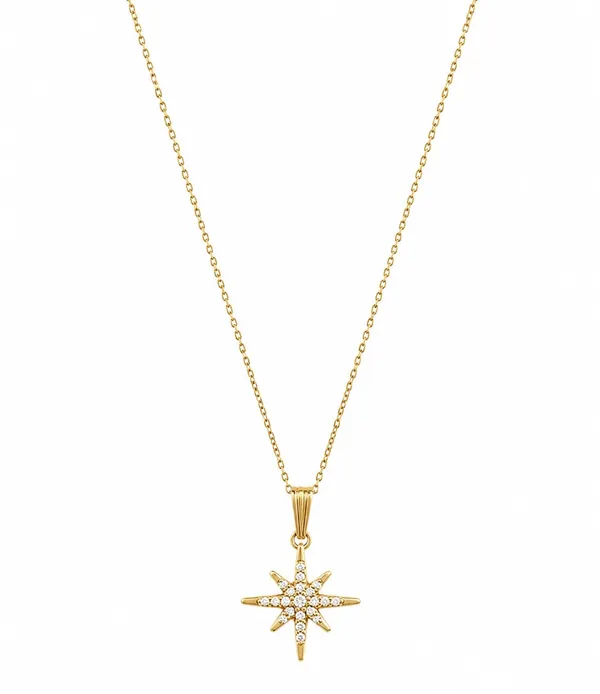SHANKHRAJ_MALL_North_Star_Pendant_Necklace_for_Women_|_Crystal_Studded_Star_Charm_Necklace_|_Gold_Plated_Adjustable_Chain_|_Fashion_Jewelry_Gift_for_Girls_&_Women_(GOLD)