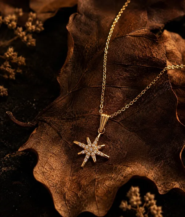 SHANKHRAJ_MALL_North_Star_Pendant_Necklace_for_Women_|_Crystal_Studded_Star_Charm_Necklace_|_Gold_Plated_Adjustable_Chain_|_Fashion_Jewelry_Gift_for_Girls_&_Women_(GOLD)