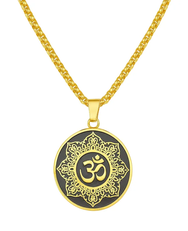SHANKHRAJ_MALL_Pendant_Necklace_with_Rhinestones_for_Men_&_Women_–Chain,_Hip_Hop_Iced_Out_Jewelry,_Unisex_Faith_Pendant_Gift_Colour_Gold-Silver-Black_(A163)