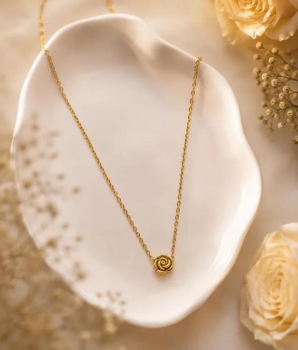 SHANKHRAJ_MALL_Gold_Plated_Rose_Flower_Necklace_for_Women_|_Minimalist_Floral_Pendant_Necklace_|_Adjustable_Chain_Fashion_Jewelry_for_Girls_&_Women
