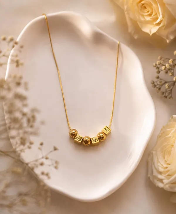 SHANKHRAJ_MALL_Gold_Plated_Minimalist_Beaded_Pendant_Necklace_for_Women_|_Snake_Chain_Necklace_|_Trendy_Korean_Style_Fashion_Jewelry_for_Girls_&_Women