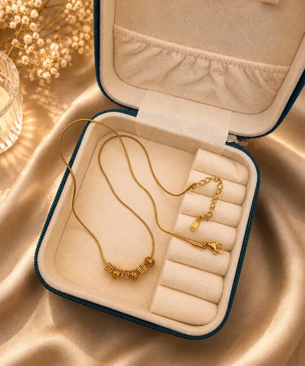 SHANKHRAJ_MALL_Gold_Plated_Minimalist_Beaded_Pendant_Necklace_for_Women_|_Snake_Chain_Necklace_|_Trendy_Korean_Style_Fashion_Jewelry_for_Girls_&_Women