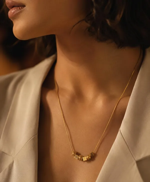 SHANKHRAJ_MALL_Gold_Plated_Minimalist_Beaded_Pendant_Necklace_for_Women_|_Snake_Chain_Necklace_|_Trendy_Korean_Style_Fashion_Jewelry_for_Girls_&_Women