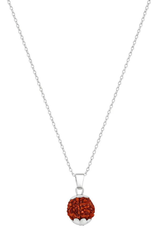SHANKHRAJ_MALL_18_Inch_Matte_Silver_Tone_Chain_with_Natural_Type_Rudraksha_Pendant_for_Women