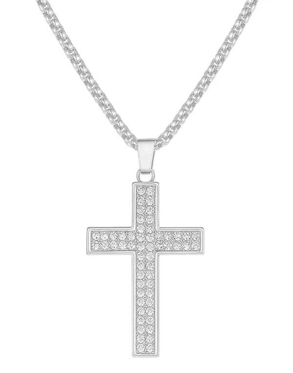 SHANKHRAJ_MALL_Pendant_Necklace_with_Rhinestones_for_Men_&_Women_–Chain,_Hip_Hop_Iced_Out_Jewelry,_Unisex_Faith_Pendant_Gift_Colour_Gold-Silver-Black_(A161)