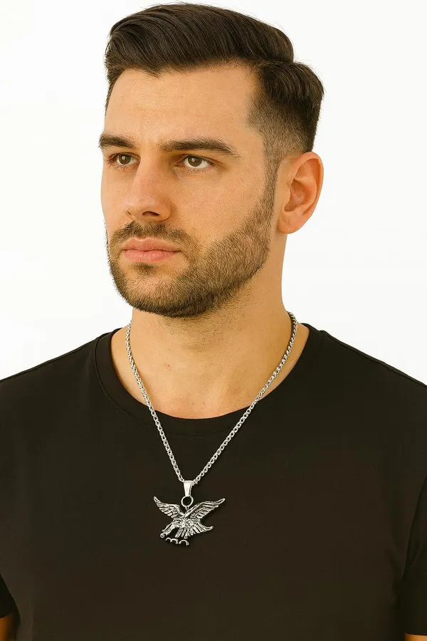 SHANKHRAJ_MALL_Pendant_Necklace_with_Rhinestones_for_Men_&_Women_–Chain,_Hip_Hop_Iced_Out_Jewelry,_Unisex_Faith_Pendant_Gift_Colour_Gold-Silver-Black_(A168)