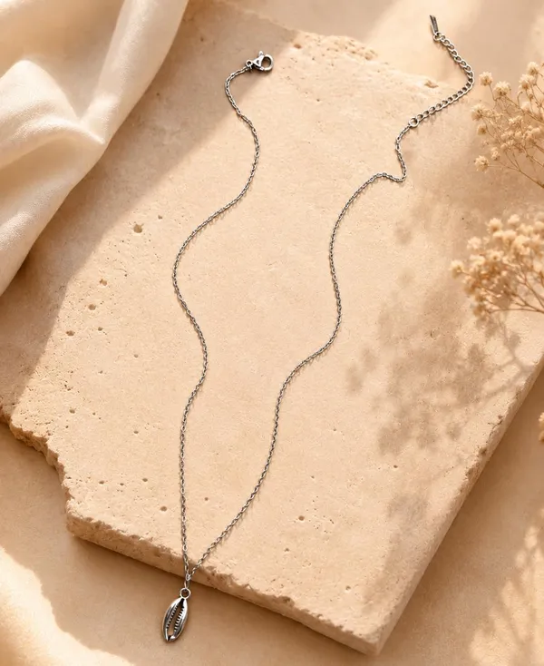 SHANKHRAJ_MALL_Silver_Cowrie_Shell_Pendant_Necklace_for_Women_&_Girls_|_Beach_Style_Shell_Charm_Chain_Necklace_|_Minimalist_Ocean-Inspired_Pendant_|_Daily_Wear_Fashion_Jewelry_Gift