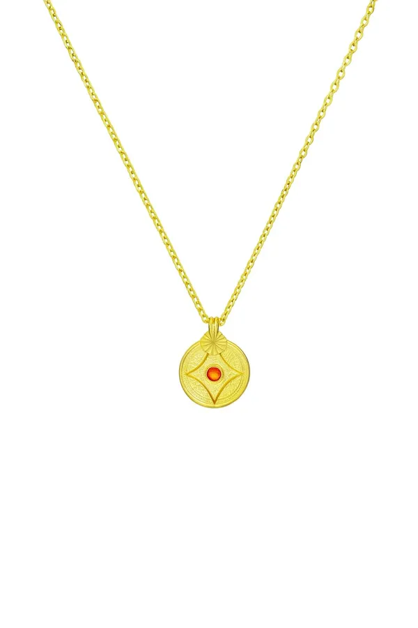 SHANKHRAJ_MALL_Gold_Plated_Pendant_Necklace_for_Women_&_Girls_|_Round_Red_Stone_Star_Pendant_+_Lattice_Geometric_Pendant_(A270)