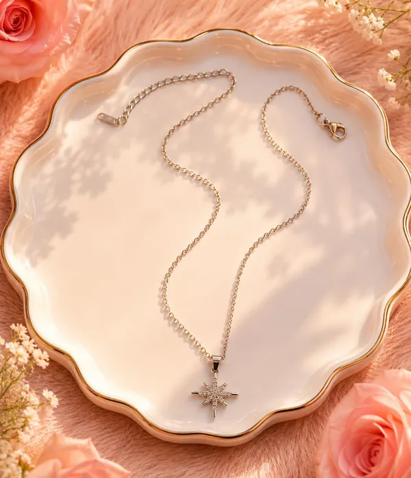 SHANKHRAJ_MALL_North_Star_Pendant_Necklace_for_Women_|_Crystal_Studded_Star_Charm_Necklace_|_Gold_Plated_Adjustable_Chain_|_Fashion_Jewelry_Gift_for_Girls_&_Women_(SILVER)