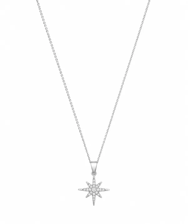 SHANKHRAJ_MALL_North_Star_Pendant_Necklace_for_Women_|_Crystal_Studded_Star_Charm_Necklace_|_Gold_Plated_Adjustable_Chain_|_Fashion_Jewelry_Gift_for_Girls_&_Women_(SILVER)