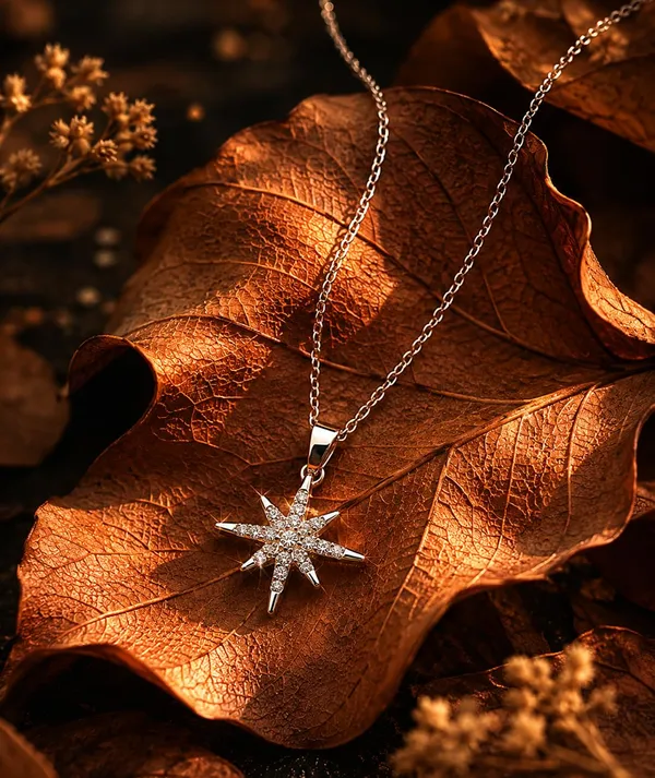 SHANKHRAJ_MALL_North_Star_Pendant_Necklace_for_Women_|_Crystal_Studded_Star_Charm_Necklace_|_Gold_Plated_Adjustable_Chain_|_Fashion_Jewelry_Gift_for_Girls_&_Women_(SILVER)