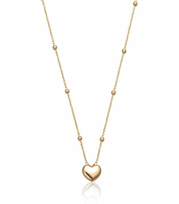 SHANKHRAJ_MALL_Gold-Tone_Heart_Pendant_Necklace,_Satellite_Bead_Chain,_Dainty_Minimalist_Style_(A509)