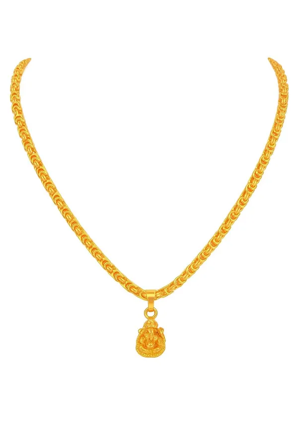 SHANKHRAJ_MALL_Traditional_22K_Gold-Plated_Chain_Necklace_with_Intricate_Pendant_for_Women_&_Men