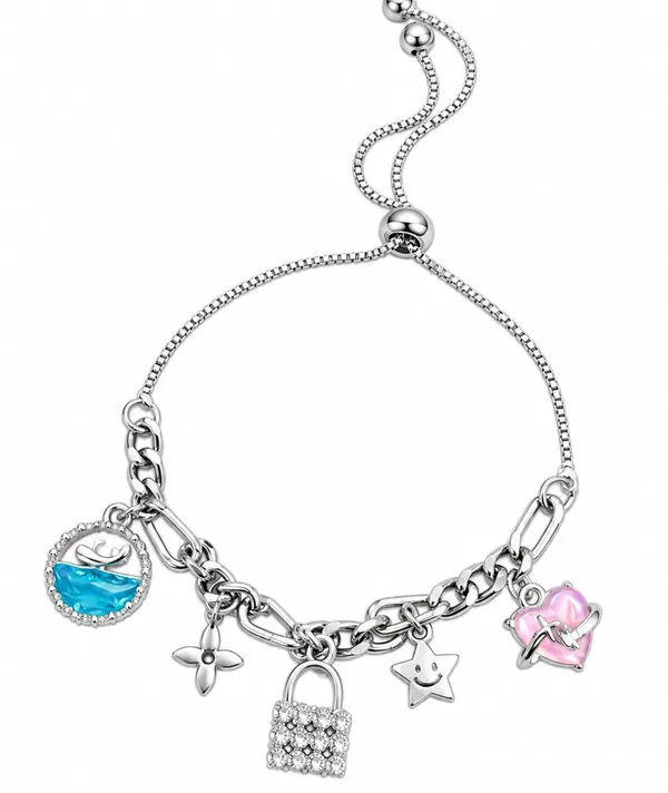 Silver_Tone_Multi_Charm_Bracelet_for_Women_&_Girls,_A695