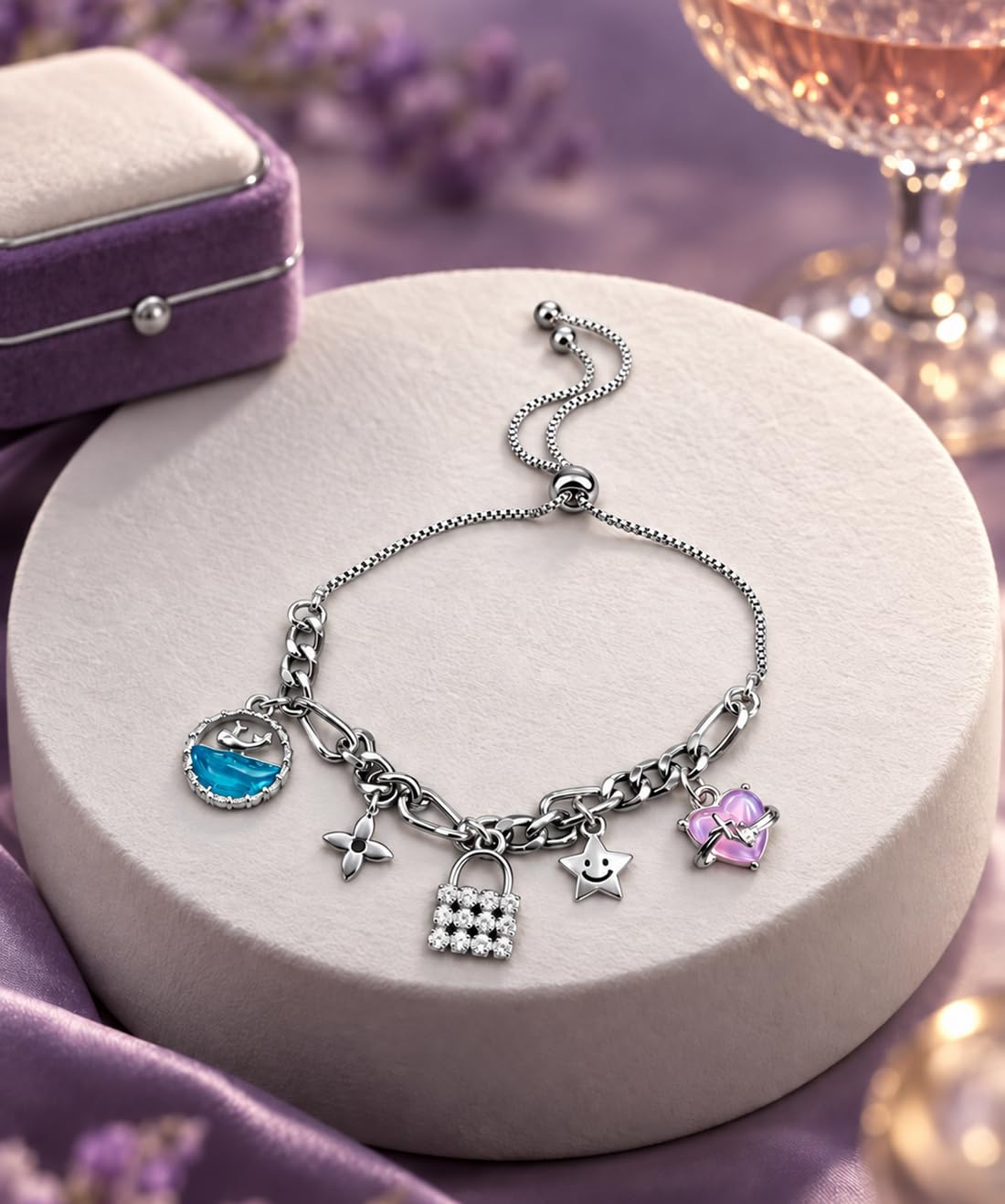 Silver_Tone_Multi_Charm_Bracelet_for_Women_&_Girls,_A695