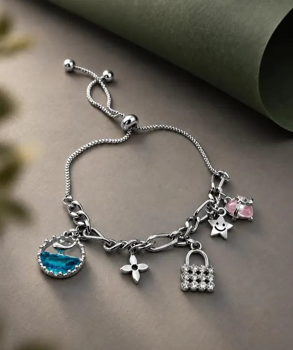 Silver_Tone_Multi_Charm_Bracelet_for_Women_&_Girls,_A695