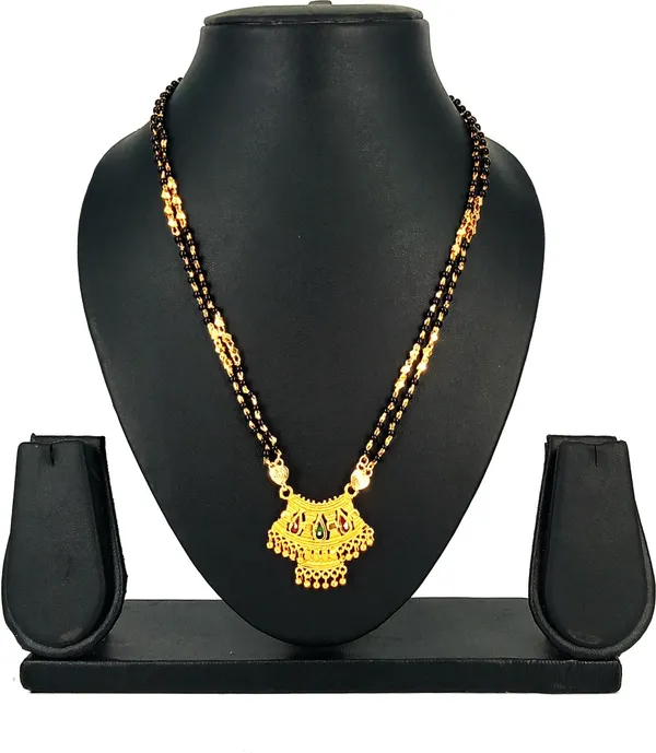 Women_gold_plated_Stylish_Mangalsutra_chain_(DK-RED_GREEN_PORT_2_SER_CHAIN)