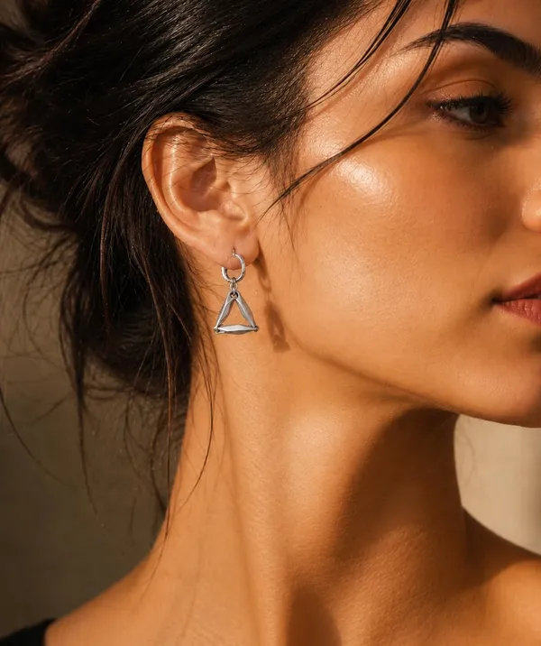 Silver-Tone_Triangle_Charm_Hoop_Drop_Earrings