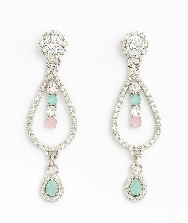 Crystal_Drop_Earrings_with_Turquoise_Stones,_Silver_ton_Teardrop_Dangle_Design,_Rhinestone_Embellished_(A333)