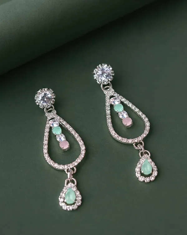 Crystal_Drop_Earrings_with_Turquoise_Stones,_Silver_ton_Teardrop_Dangle_Design,_Rhinestone_Embellished_(A333)