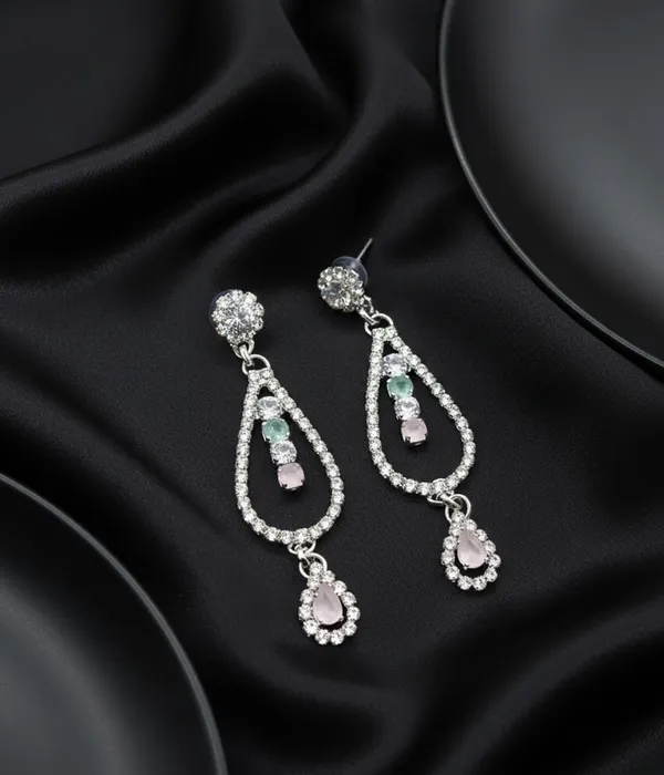Crystal_Drop_Earrings_with_Turquoise_Stones,_Silver_ton_Teardrop_Dangle_Design,_Rhinestone_Embellished_(A334)