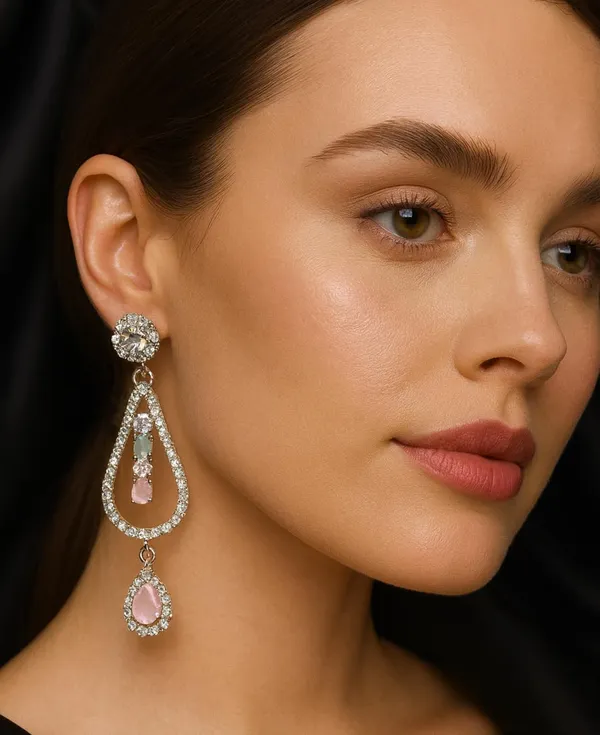 Crystal_Drop_Earrings_with_Turquoise_Stones,_Silver_ton_Teardrop_Dangle_Design,_Rhinestone_Embellished_(A334)