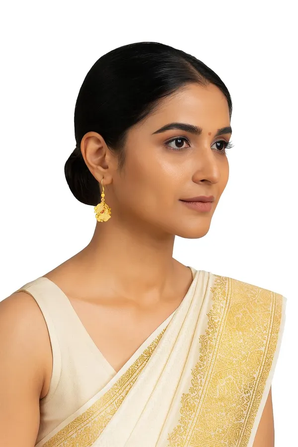 Geometric_Gold-Plated_Drop_Dangle_Earrings,_Square_Pattern_Design,_Fish_Hook