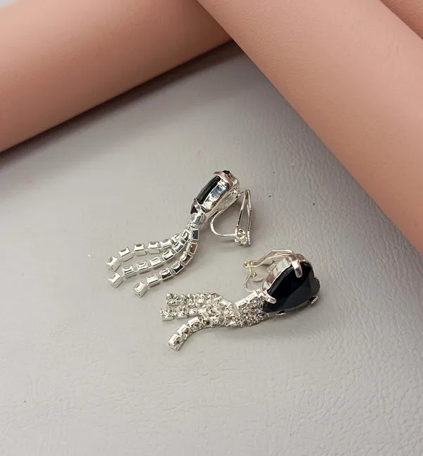 Women’s_Multi_colour_Heart_Crystal_Tassel_Earrings_|_Diamond_Look_Dangling_Design_(BLACK)