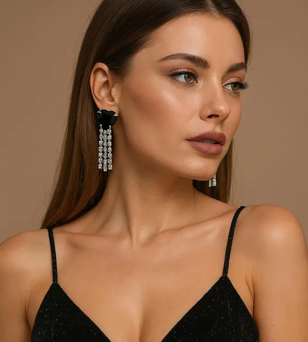 Women’s_Multi_colour_Heart_Crystal_Tassel_Earrings_|_Diamond_Look_Dangling_Design_(BLACK)