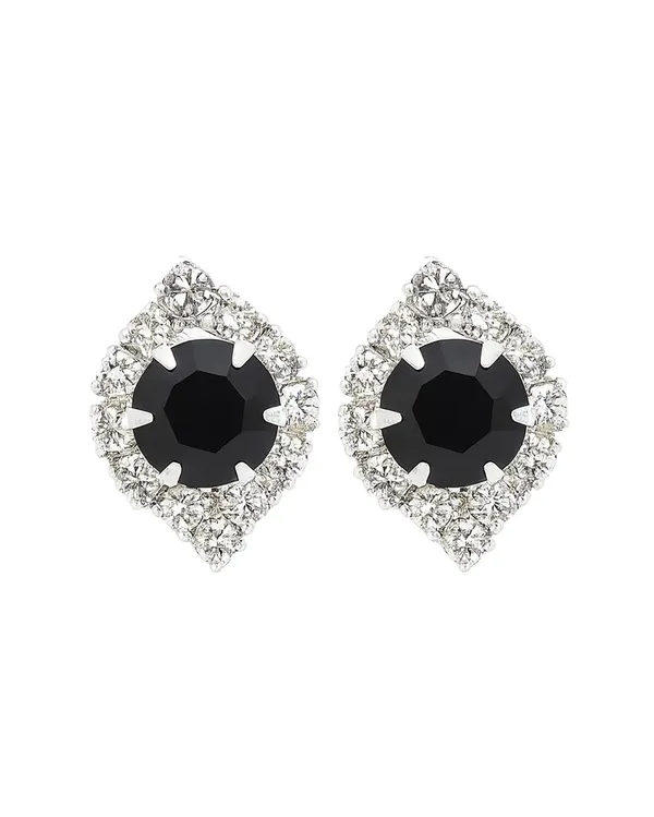 Crystal_Stud_Earrings_with_Red_Stone_and_Clear_Rhinestone_Halo,_Silver-Toned_(BLACK)