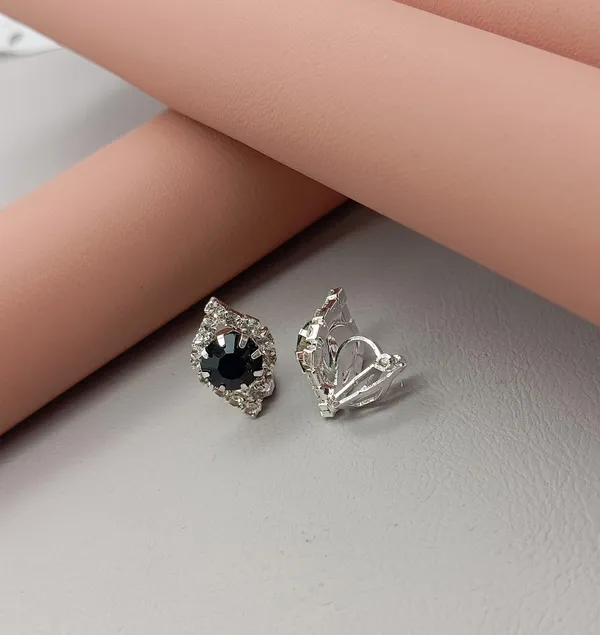 Crystal_Stud_Earrings_with_Red_Stone_and_Clear_Rhinestone_Halo,_Silver-Toned_(BLACK)