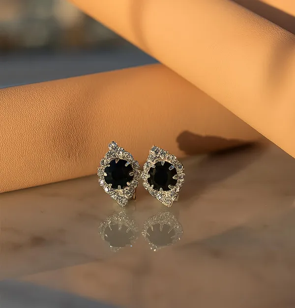 Crystal_Stud_Earrings_with_Red_Stone_and_Clear_Rhinestone_Halo,_Silver-Toned_(BLACK)
