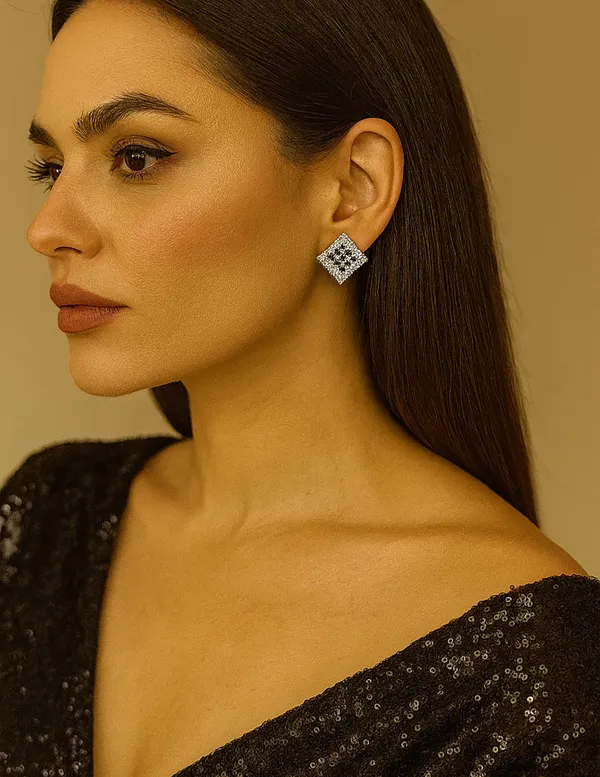 Crystal_Stud_Earrings_with_Red_Stone_and_Clear_Rhinestone_Halo,_Silver-Toned_(CN51)