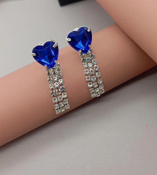Women’s_Multi_colour_Heart_Crystal_Tassel_Earrings_|_Diamond_Look_Dangling_Design_(BLUE)
