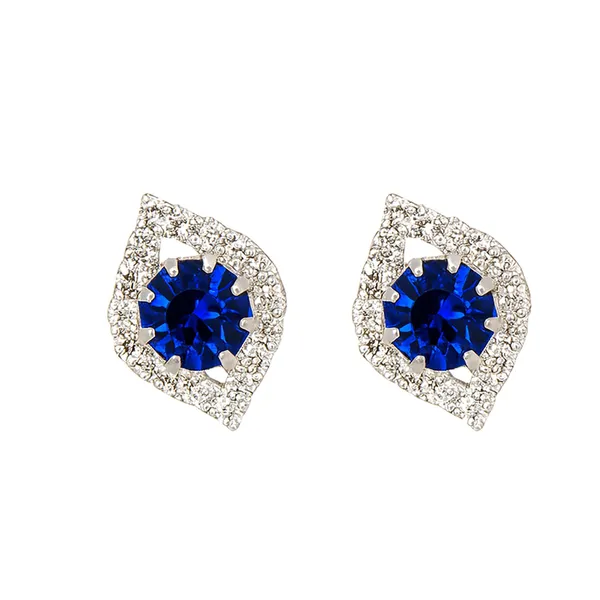 Crystal_Stud_Earrings_with_Red_Stone_and_Clear_Rhinestone_Halo,_Silver-Toned_(CN43)