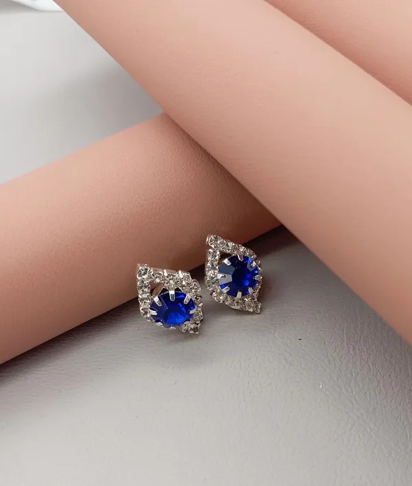 Crystal_Stud_Earrings_with_Red_Stone_and_Clear_Rhinestone_Halo,_Silver-Toned_(CN43)