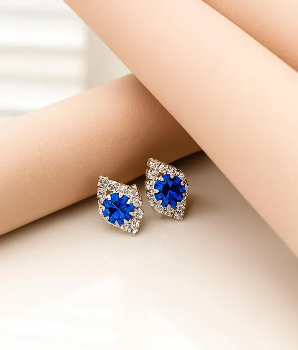Crystal_Stud_Earrings_with_Red_Stone_and_Clear_Rhinestone_Halo,_Silver-Toned_(CN43)