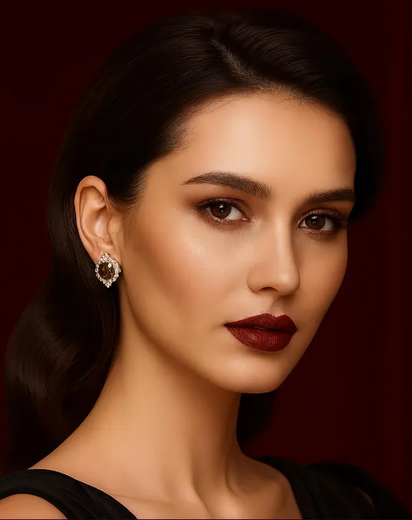 Crystal_Stud_Earrings_with_Red_Stone_and_Clear_Rhinestone_Halo,_Silver-Toned_(CN42)