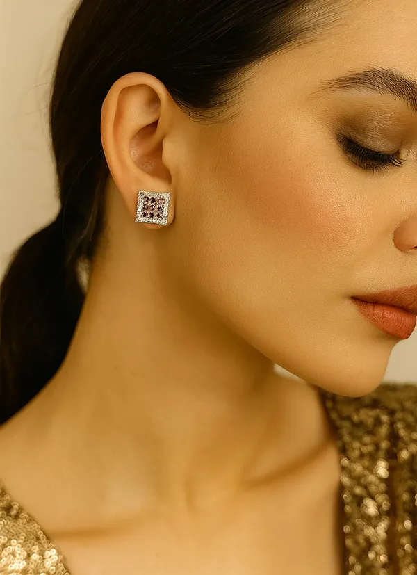 Crystal_Stud_Earrings_with_Red_Stone_and_Clear_Rhinestone_Halo,_Silver-Toned_(CN53)