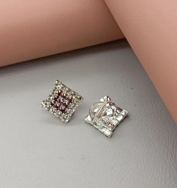 Crystal_Stud_Earrings_with_Red_Stone_and_Clear_Rhinestone_Halo,_Silver-Toned_(CN53)