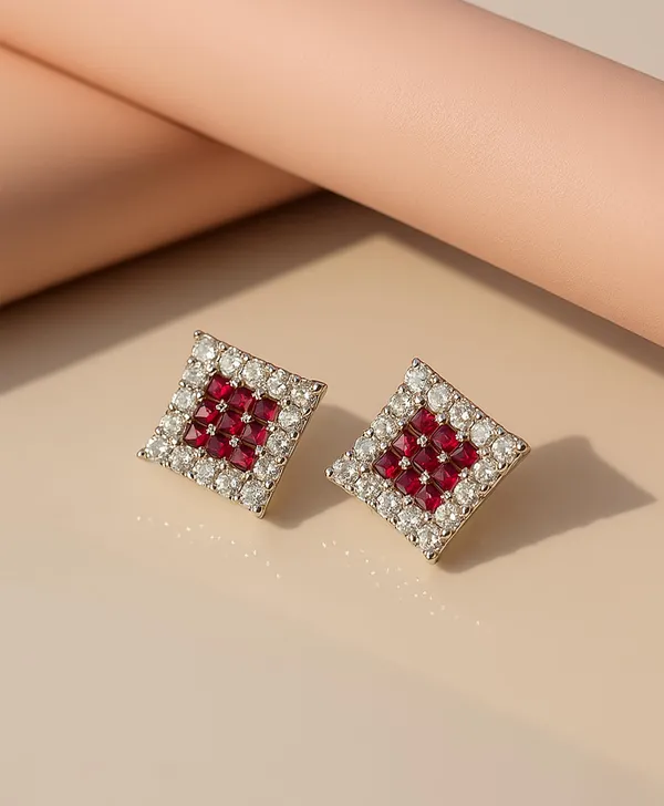 Crystal_Stud_Earrings_with_Red_Stone_and_Clear_Rhinestone_Halo,_Silver-Toned_(CN53)