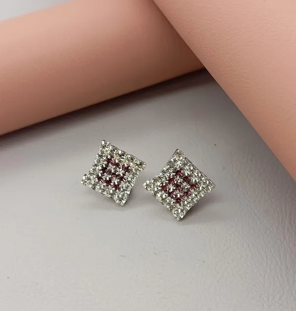 Crystal_Stud_Earrings_with_Red_Stone_and_Clear_Rhinestone_Halo,_Silver-Toned_(CN53)
